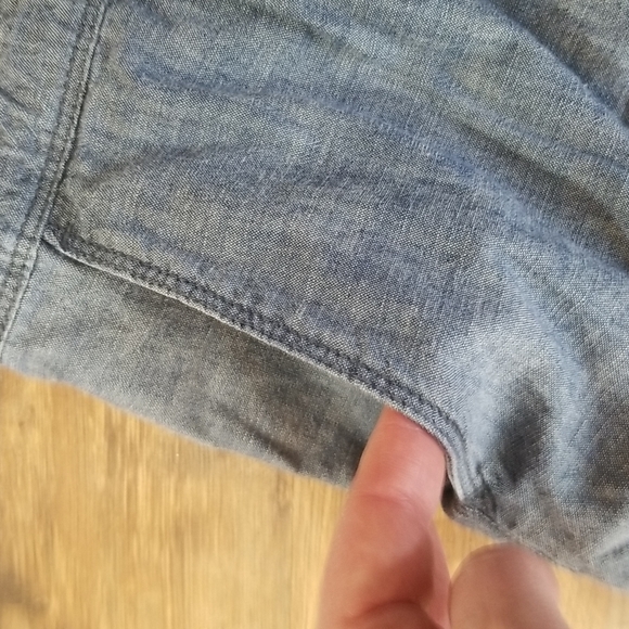 GAP 100% Cotton Chambray Denim Romper Shortall with Drawstring Waist and Pockets - Picture 4 of 14